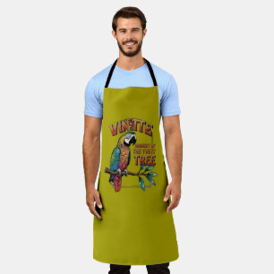 Glistening Feathers: Classic Parrot on Branch Apron