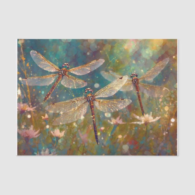Glistening Morning Wings, Dazzling Dragonflies Tissue Paper (Front)