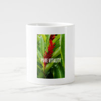 Glistening Red Ginger Flower and Rain-Kissed Leave