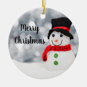 Glistening Snowman Ornament Round