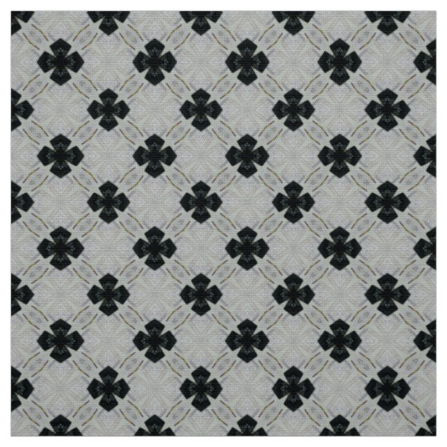 Glitch2 Black and white seal cross Fabric (Swatch)