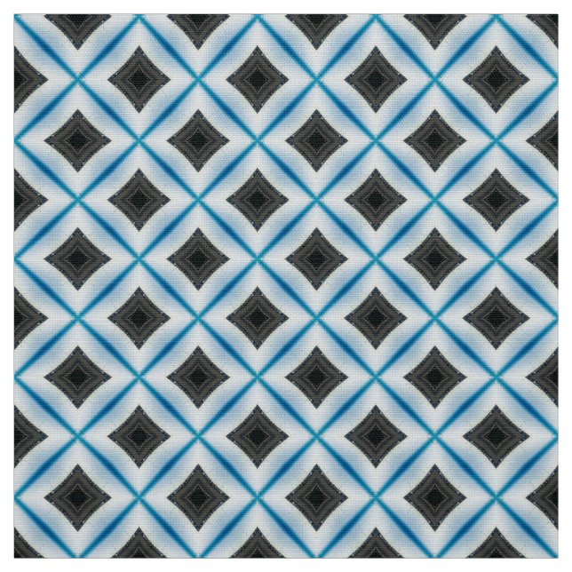 Glitch2 Blue grey tile pattern fabric (Swatch)