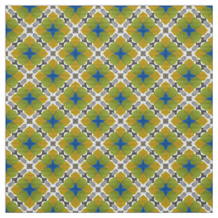 Glitch2 Blue yellow white pattern fabric