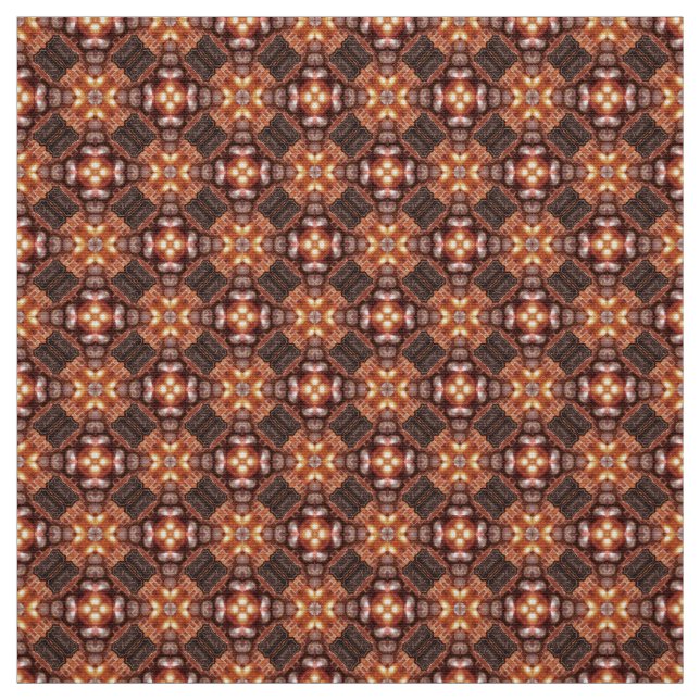 Glitch2 Brown Red Quilting crafts Fabric (Swatch)