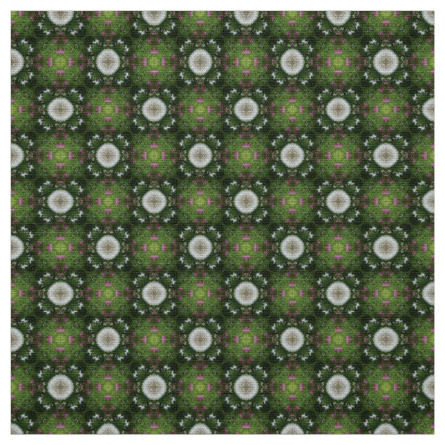 Glitch2 Green and light Grey tile pattern fabric (Swatch)