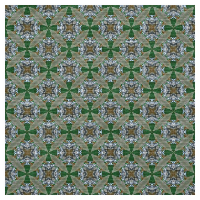 Glitch2 Green Floral Pattern combed cotton fabric (Swatch)