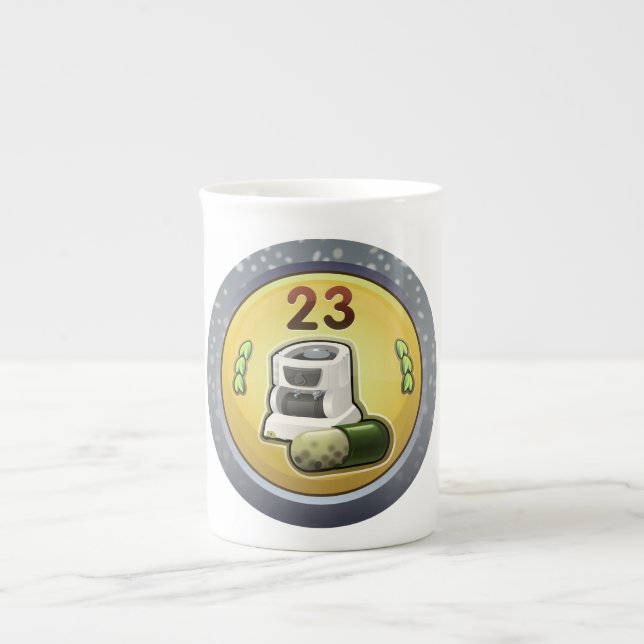 Glitch: achievement gas guzzler bone china mug (Front)