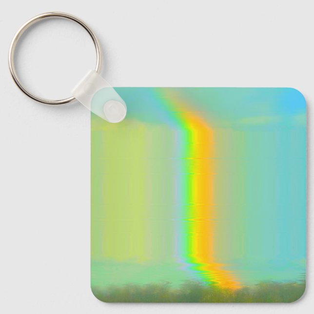 Glitch Aesthetic Rainbow Dream Keychain (Front)
