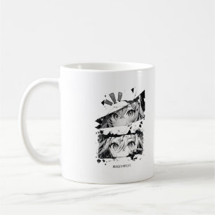 Glitch Anime Eyes Black & White Aesthetic Manga  Coffee Mug