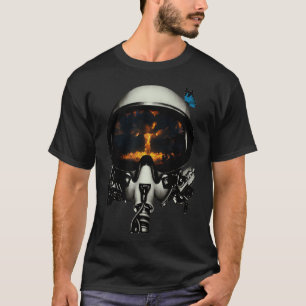 Glitch Art Atomic bomb in fighter pilots helmet T-Shirt