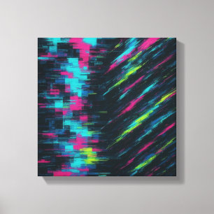 Glitch-Art Dopamine Rush in Fragmented Neon Motion Canvas Print