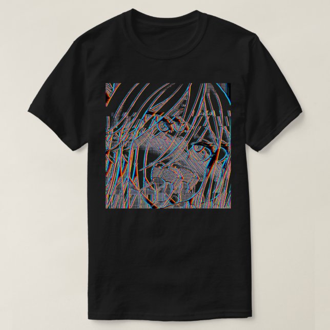 Glitch Art Ecchi Otaku Girl T-Shirt (Design Front)