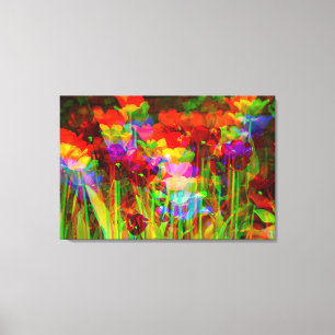 GLITCH ART on blooming tulips on stretched canvas