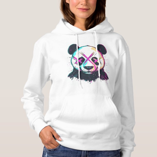 Glitch Art Panda Hoodie (Front)