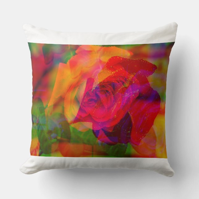 Glitch art rose on  throw-cushion cushion (Front)