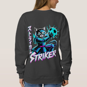 Glitch Art Samurai Striker Cat For Gamers & Anime  Sweatshirt
