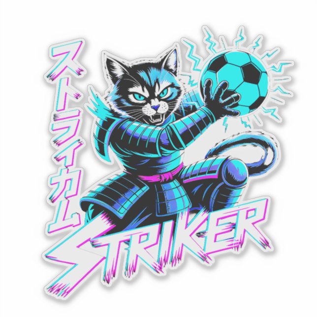 Glitch Art Samurai Striker Cat for gaming console (Front)