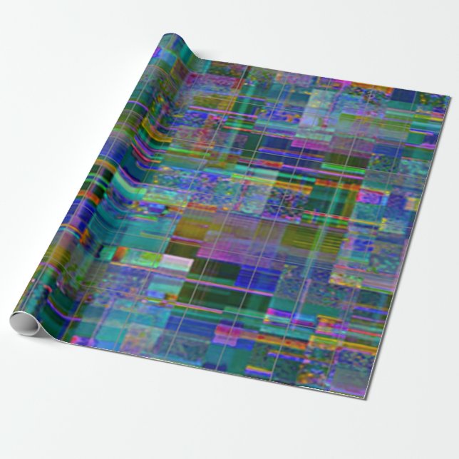 Glitch Chaos Print Wrapping Paper (Unrolled)