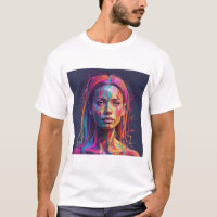 Glitch female colourful face minimal t-shirt