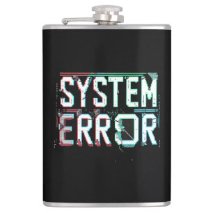 Glitch Font System Error, Cyberpunk Pixel  Hip Flask