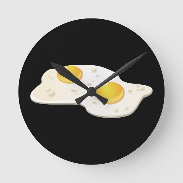 Glitch Food fried eggs Round Clock (Front)