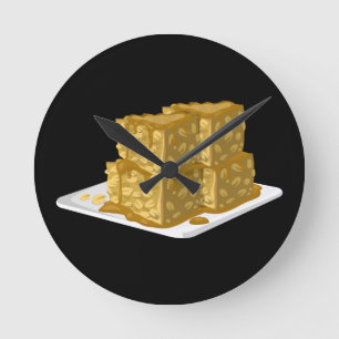 Glitch Food oaty cake Round Clock