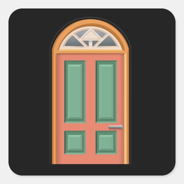 Glitch furniture door colour orange wood door square sticker (Front)