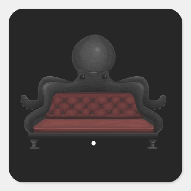 Glitch furniture sofa red black octopus sofa square sticker (Front)