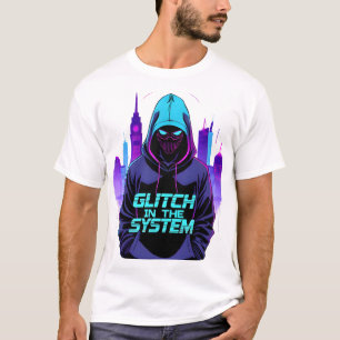 Glitch in the System Cyberpunk Hacker Neon T-Shirt