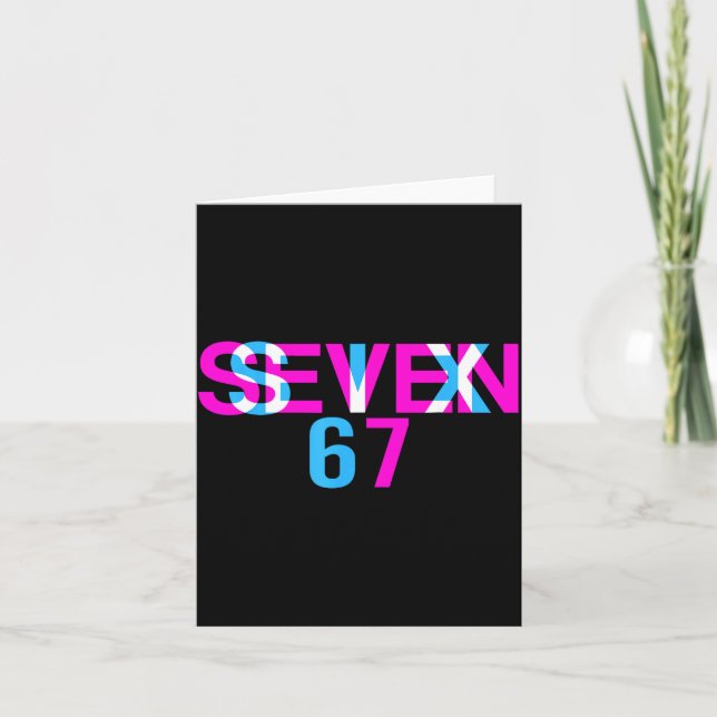 Glitch Optical Illusion Funny Six Seven 67 Meme Ge Card (Front)