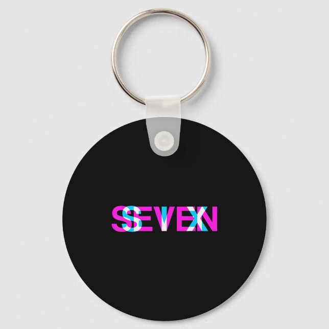 Glitch Optical Illusion Six Seven 6 7 Meme Gen Alp Key Ring (Front)