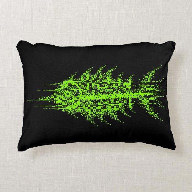 Glitch Pixel Code Fish Decorative Cushion (Front)