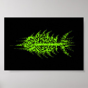 Glitch Pixel Code Fish Wall Art