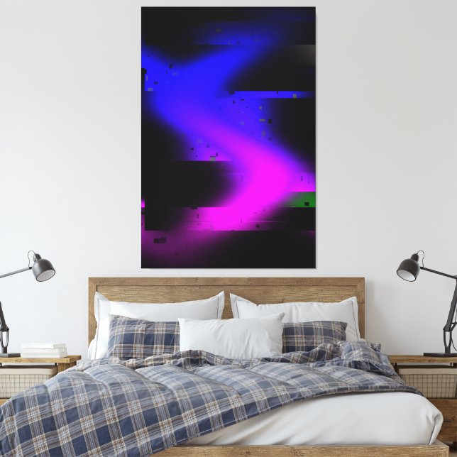 Glitch Plasma Black Canvas Print (Insitu(Bedroom))