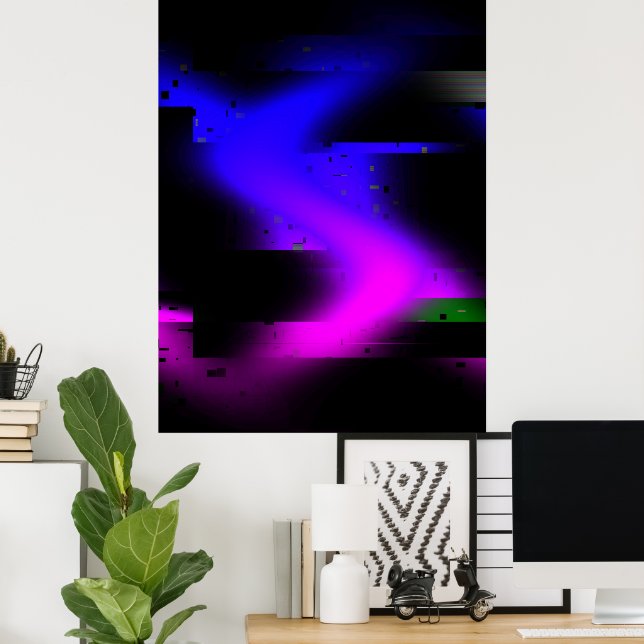 Glitch Plasma Black Poster (Home Office)