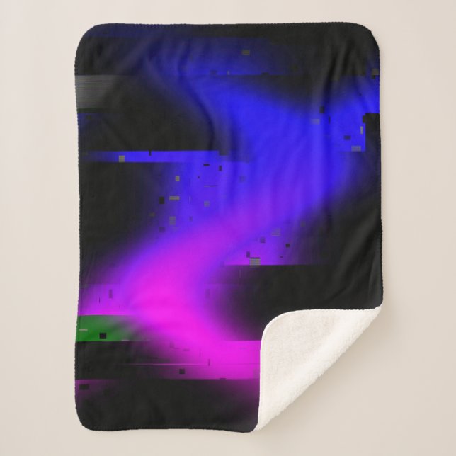 Glitch Plasma Black Sherpa Blanket (Front)