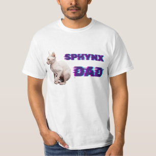 Glitch Sphynx Dad Cyberpunk Hairless Cat Lover Aes T-Shirt