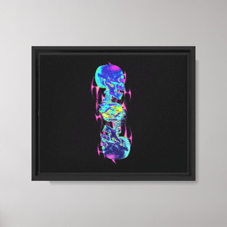 Glitch Spine - Cyberpunk Skeleton Canvas Print