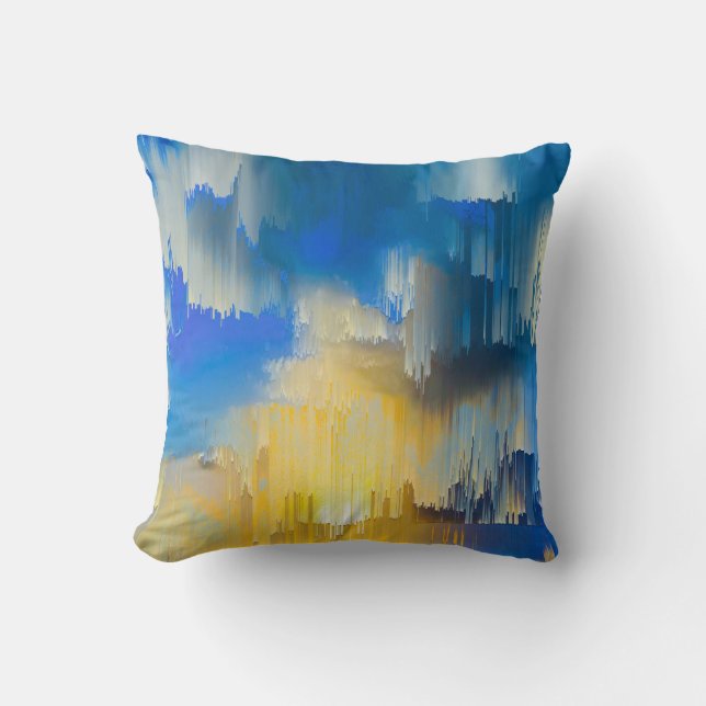 Glitch Sunset Abstract Landscape Cushion (Front)