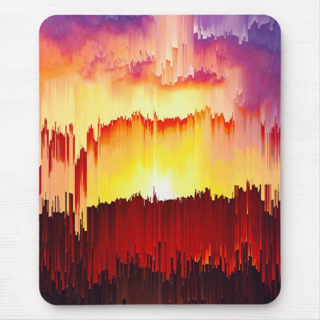 Glitch Sunset Sky Abstract Art Mouse Pad (Front)