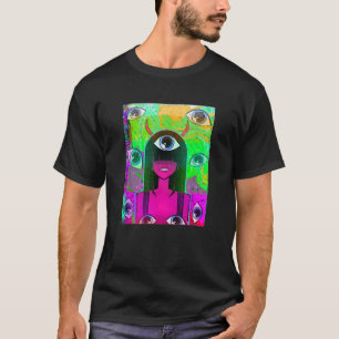 Glitchcore Anime Demon Girl Eye weirdcore clothes T-Shirt