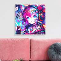Glitchcore Colourful Anime Girl Artwork