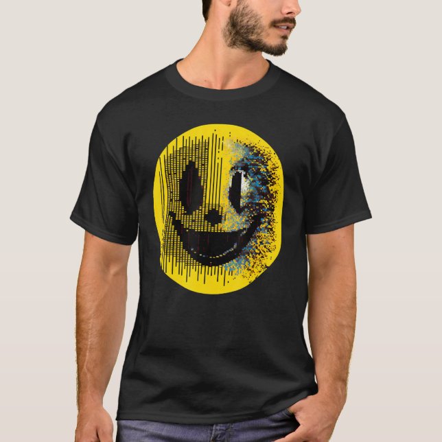 Glitchcore Digital Face Algorithmic Digital Art T-Shirt (Front)