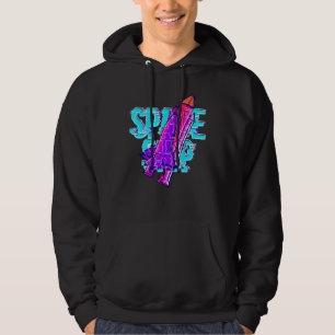 Glitchcore Space Shuttle With Text Space Ship Hoodie