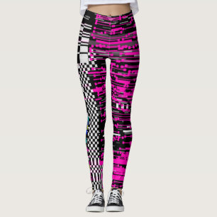 Glitched Retro VHS Screen Style Leggings