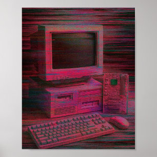 Glitched Terminal   Vaporwave Techcore Poster