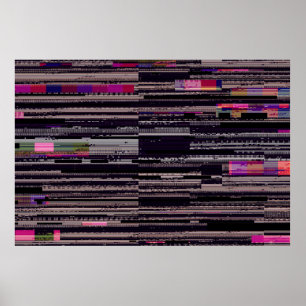 Glitched TV screen with broken pixels. Abstract fu Poster