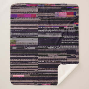 Glitched TV screen with broken pixels. Abstract fu Sherpa Blanket