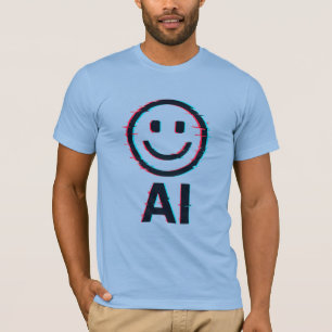 Glitchy AI Smiley – Futuristic Tech T-Shirt Design