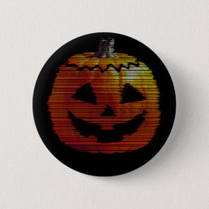 Glitchy TV Pumpkin 6 Cm Round Badge